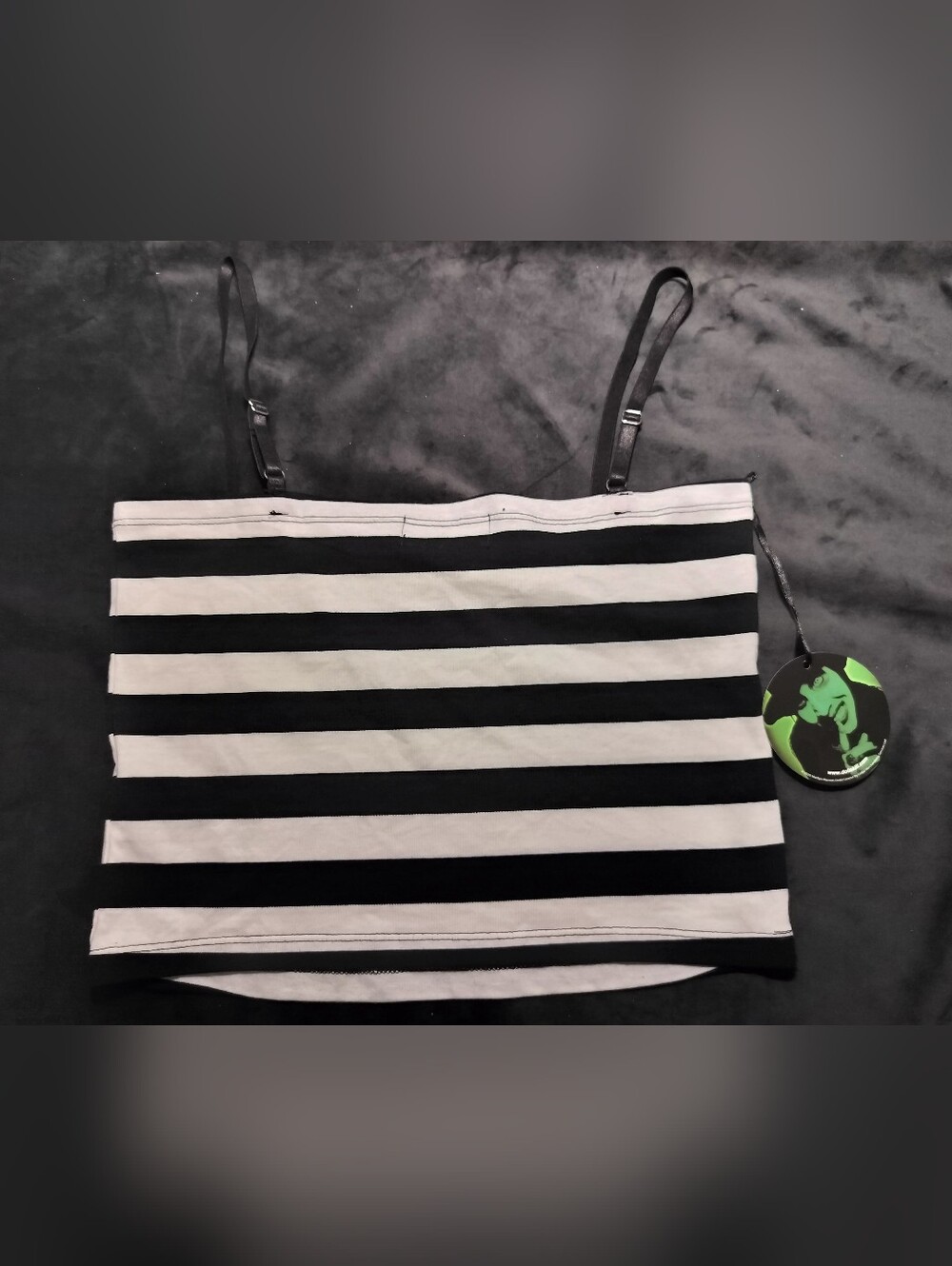 NWT Rare Dolls Kill Marilyn Manson Black & White Striped Tank Neon Green Medium - Picture 6 of 8